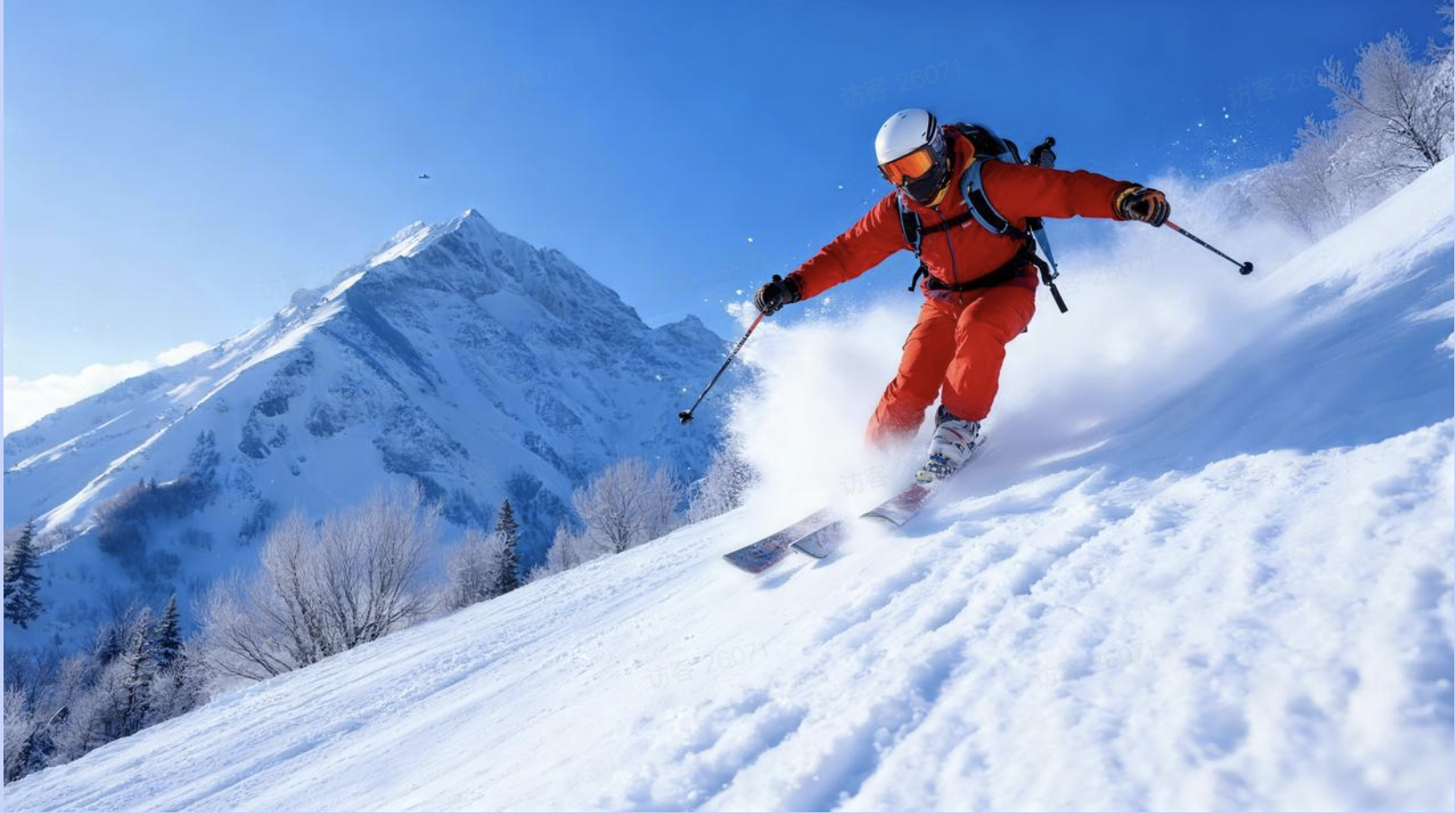 使用细节提示词生成的滑雪图片
